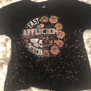 Affliction lace up back tee size large